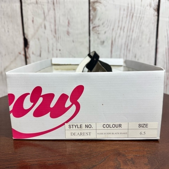 JEFFREY CAMPBELL DEAREST ankle wrap suede nude & black faux snakeskin Pumps 6.5 - Picture 2 of 14